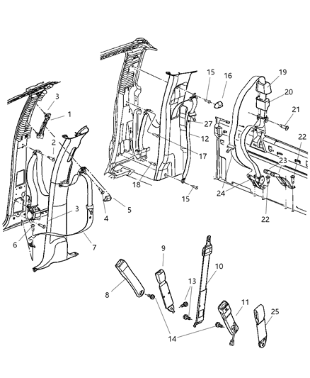 2007 Dodge Ram 2500 Belt Assembly-Seat Belt Turning Loop Diagram for 55350985AD