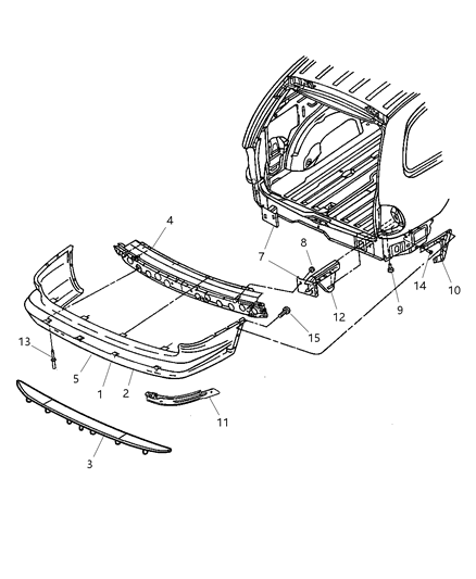 1999 Dodge Caravan Rear Bumper Cover Diagram for GK04SS5