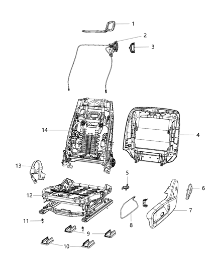 2015 Dodge Challenger Adjusters, Recliners & Shields - Driver Seat - Power Diagram