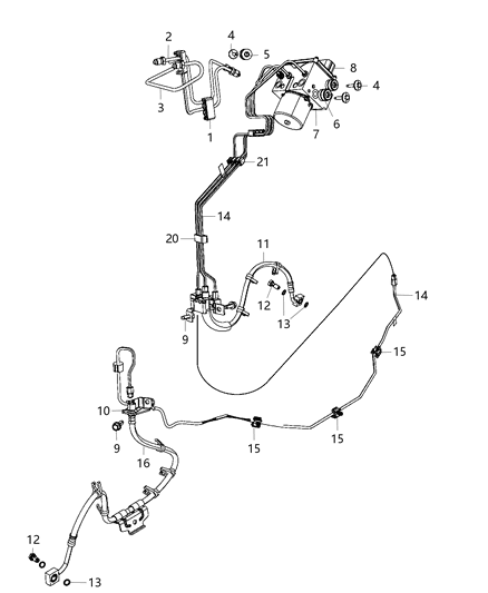 2019 Ram 3500 Brake Tubes & Hoses, Front Diagram