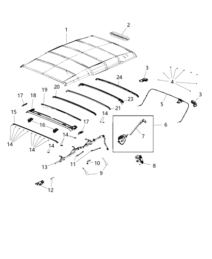 2021 Jeep Wrangler Convertible Top Diagram 1