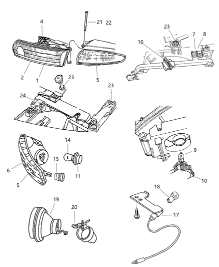 1997 Chrysler LHS Lamps - Front Diagram