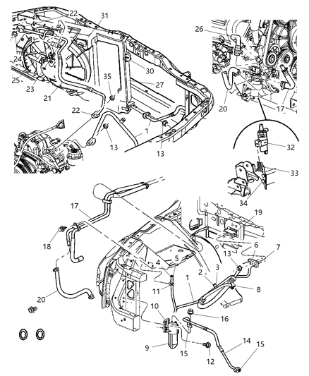 2004 Dodge Durango Line-A/C Discharge Diagram for 55056256AB