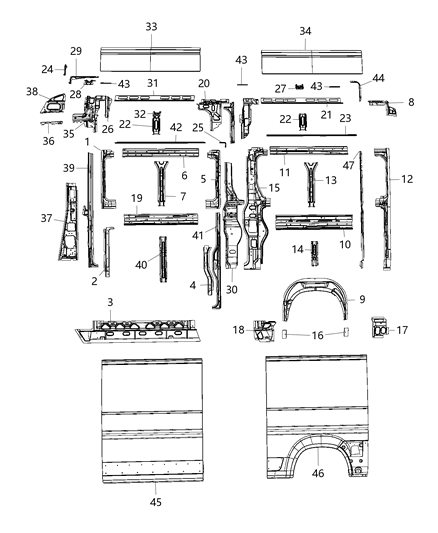 2018 Ram ProMaster 1500 REINFMNT-A-Pillar Diagram for 68167485AA