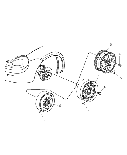 2004 Dodge Neon Wheels & Hardware Diagram