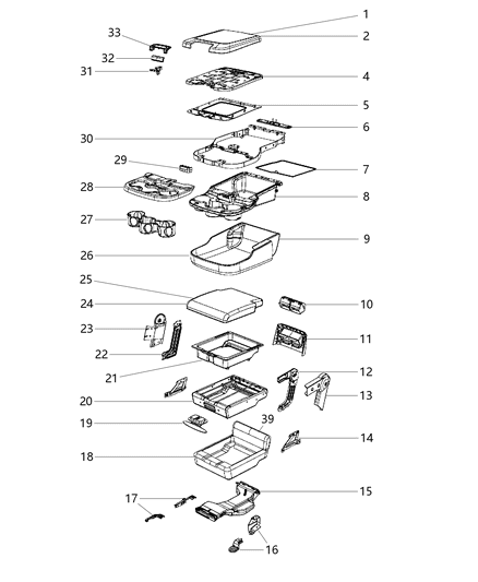 2018 Ram 2500 Front Seat - Center Diagram