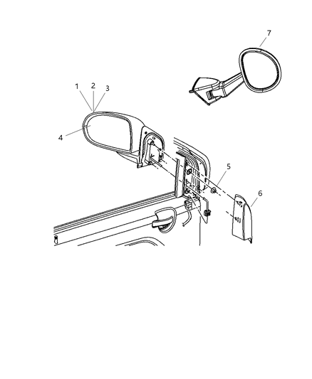 2007 Jeep Compass Outside Rearview Electric Heated Mirror Diagram for 5115047AC