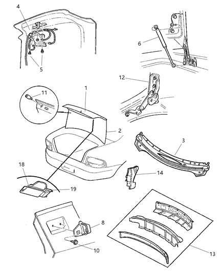 2002 Chrysler Sebring Sedan & Convertible Deck Lid Diagram 1