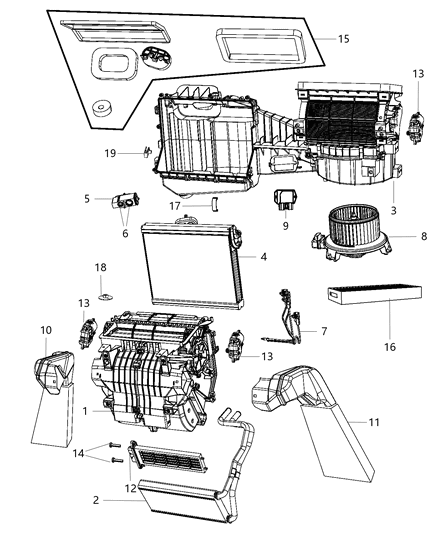 2015 Jeep Wrangler A/C & Heater Unit Diagram 1