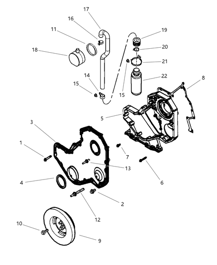 2001 Dodge Ram 2500 Regular Cab Timing Gear & Cover Diagram 4