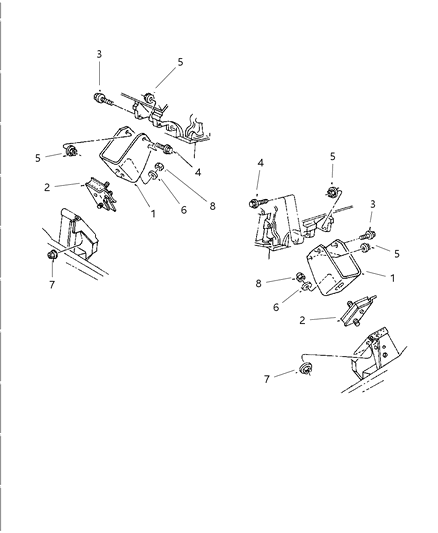 1997 Dodge Ram Wagon Engine Mounting, Front Diagram 2