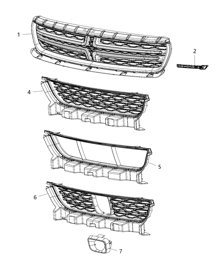 2019 Dodge Charger Grilles & Related Items Diagram 1