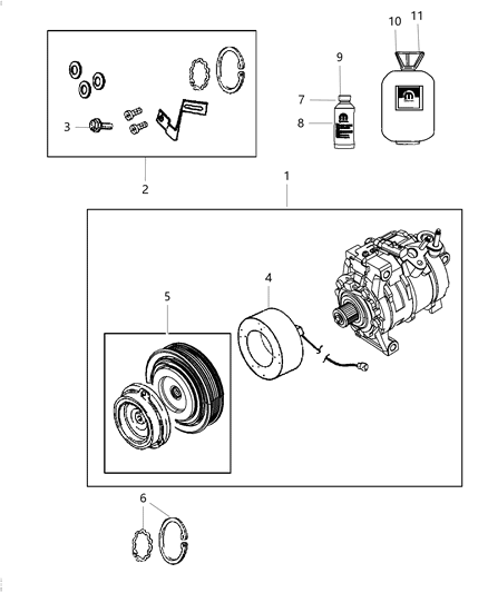 2014 Ram 1500 Clutch-A/C Compressor Diagram for 68068755AB