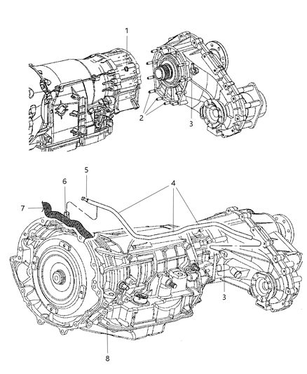 2008 Jeep Commander Transfer Case Mounting & Venting Diagram 1