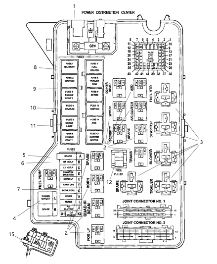 2002 Dodge Ram 2500 Cover-Power Distribution Center Diagram for 56045714AC