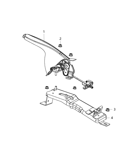 2013 Dodge Dart Park Brake Lever & Cables, Front Diagram