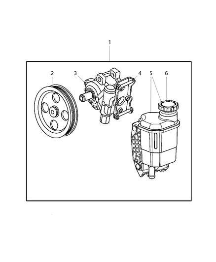 2002 Dodge Ram 1500 Power Steering Pump, Pulley & Mounting Diagram 1