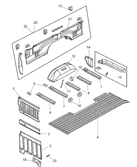 2000 Dodge Ram 2500 Regular Cab Floor Box & Panel Diagram