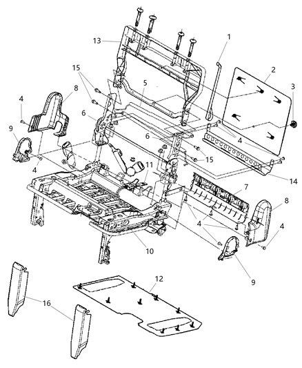 2012 Dodge Grand Caravan Third Row - 60/40 Stow & Go - 60% Side Diagram