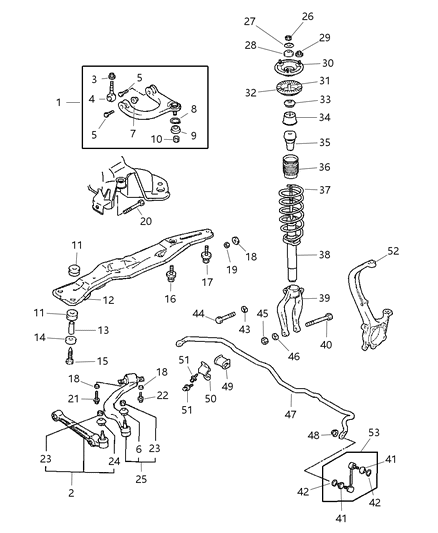 1997 Chrysler Sebring Coupe Suspension - Front & Strut & Spring Diagram