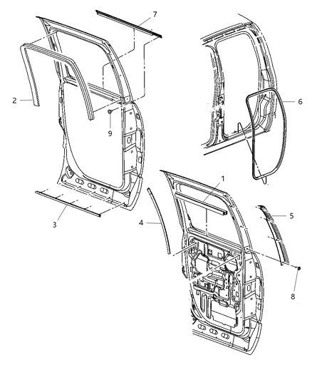 2010 Dodge Ram 4500 Weatherstrips - Rear Door Diagram