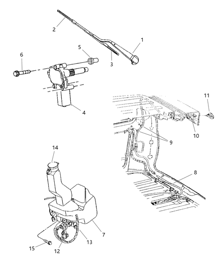 1998 Chrysler Town & Country Nozzle Liftgate Washer Diagram for 4673033