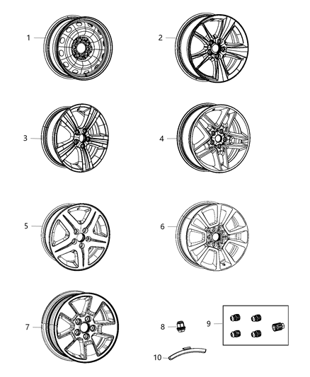 2014 Jeep Compass Aluminum Wheel Diagram for 1JX81GSAAC