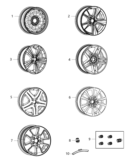 2014 Jeep Patriot Wheels & Hardware Diagram