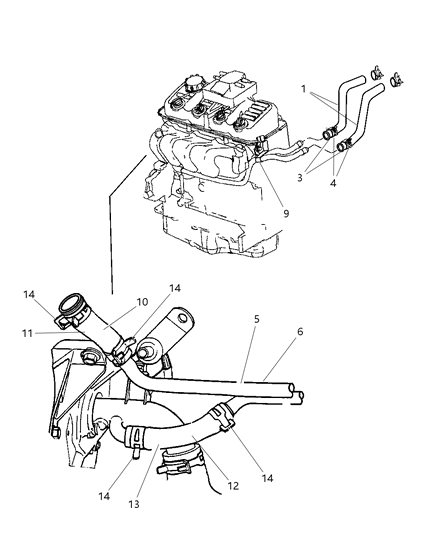 1999 Dodge Neon Plumbing - Heater Diagram