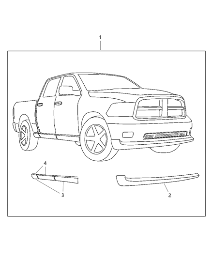 2010 Dodge Ram 1500 Air Dam-Front Diagram for 68051738AA