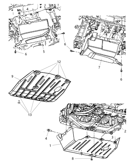 2010 Jeep Patriot Underbody Plates & Shields Diagram