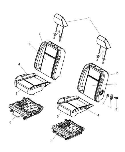 2008 Dodge Ram 3500 Front Seat - Bucket Diagram 1