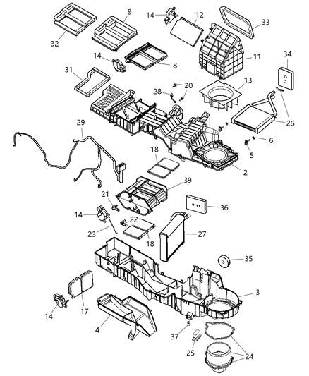 2007 Dodge Ram 1500 Housing-A/C And Heater Upper Diagram for 68021979AB