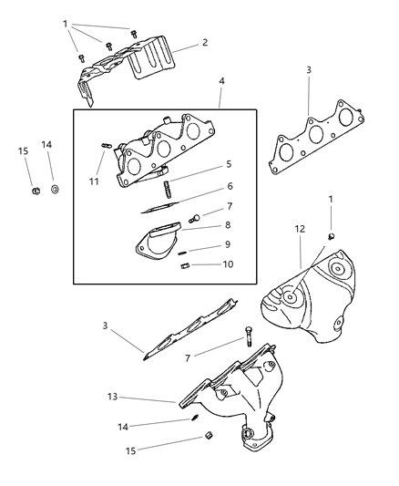 2000 Chrysler Sebring Manifold, Exhaust - Without Fcc Diagram