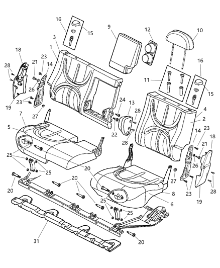 1999 Dodge Durango Cover-Seat Latch Diagram for SW291C3AA