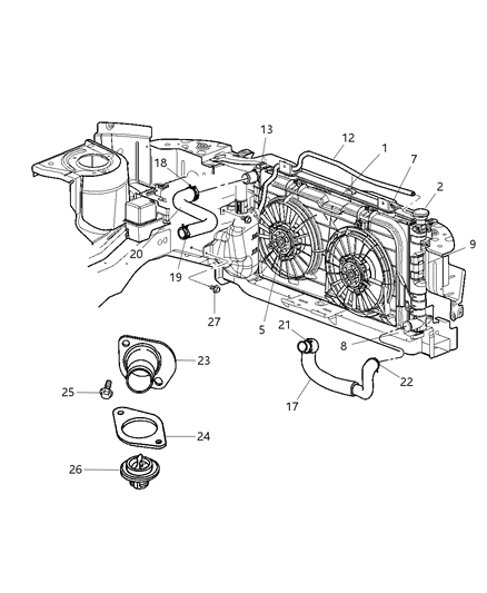 2002 Chrysler Voyager Radiator & Related Parts Diagram 2