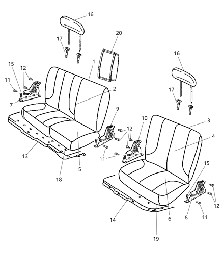 2012 Ram 2500 Crew Cab Rear Seat - Split Seat Diagram 6