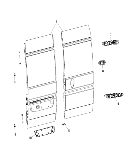 2017 Ram ProMaster 2500 Rear Door Lower Hinge Diagram for 68195669AC