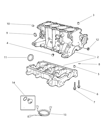 2001 Dodge Neon Gasket Pkg-Engine Lower Diagram for 4798967AE