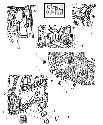 2018 Dodge Grand Caravan Body Plugs & Exhauster Diagram