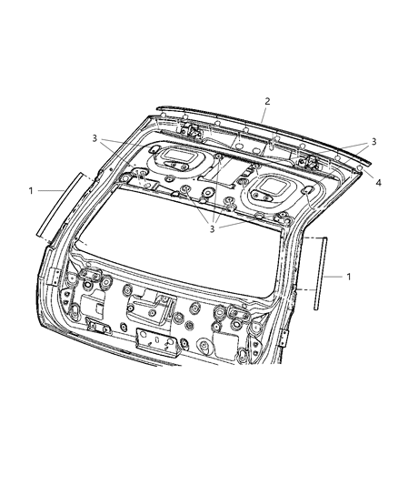 2007 Dodge Magnum Weatherstrip - Liftgate Glass Diagram
