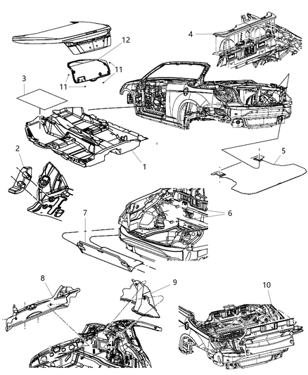 2013 Chrysler 200 Carpet-WHEELHOUSE Diagram for XS09DX9AH