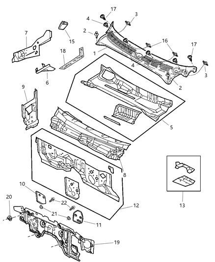 2000 Dodge Durango COWL Panel-COWL Diagram for 55255515AD