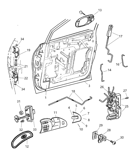 2001 Chrysler Voyager Door, Front Diagram 2