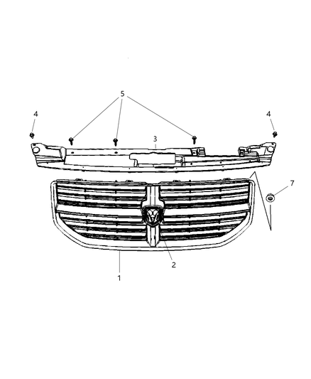 2007 Dodge Caliber Grille & Related Parts Diagram