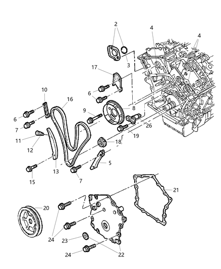 2000 Chrysler Concorde Gasket-Chain Case Cover Diagram for 4792588AA