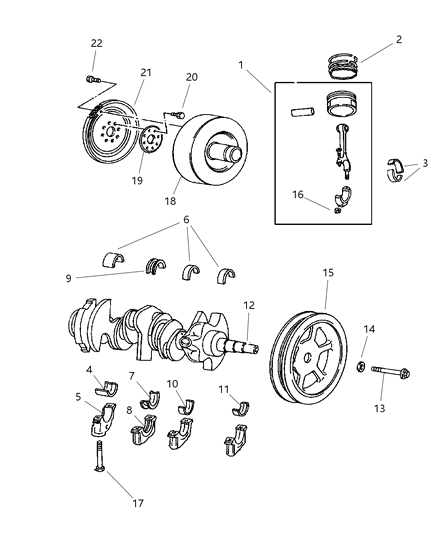 1999 Dodge Caravan Bearing Kit-Connecting Rod Diagram for 5012057AA