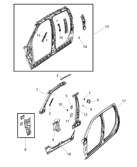 2018 Ram 4500 Body Side Aperture Inner Co Diagram for 68369393AE