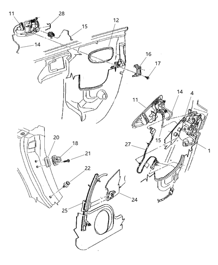 2001 Chrysler Prowler Front Door, Regulator, Handle & Locking Diagram