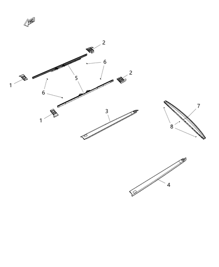 2020 Ram 1500 Pickup Box, Rail Caps Diagram